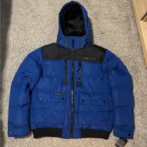 Super Triple Goose Winter Jacket Coat Snowboard Parka Men M Blue black NWT